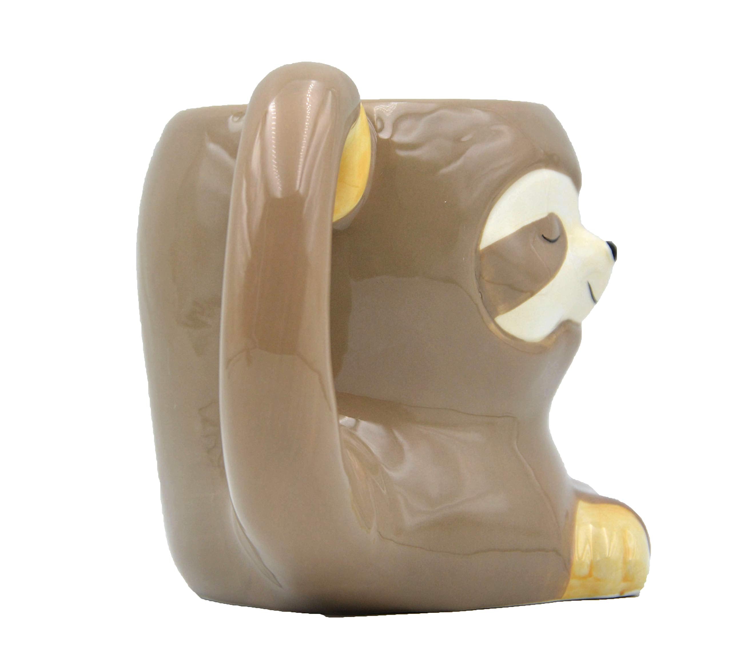 Monmob 3.9 Inch Ceramic Sloth Shaped Cup Pen Holder Pencil Holder/Sloth Toothbrush Holder Cup Brush Holder Cute Desk Accessories